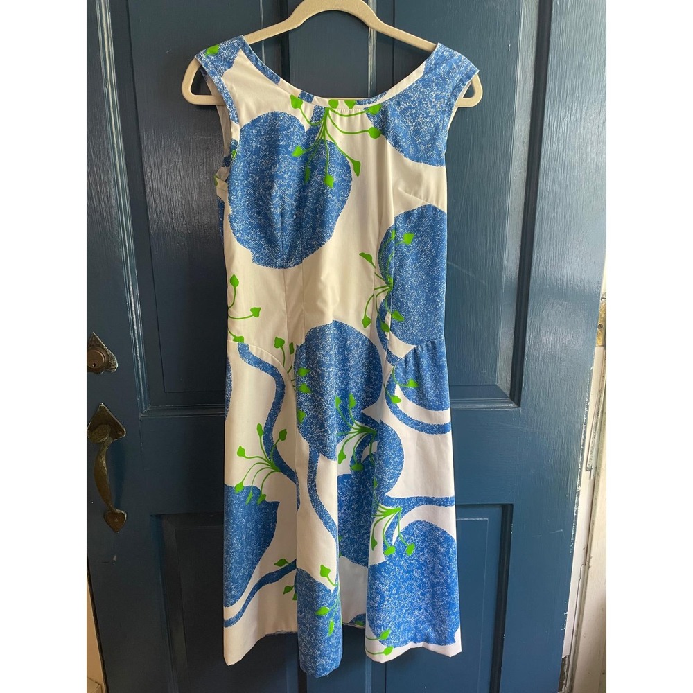 Vintage 1960s Dress Shifts Internationale of Miami Mod Floral Dress Blue Green